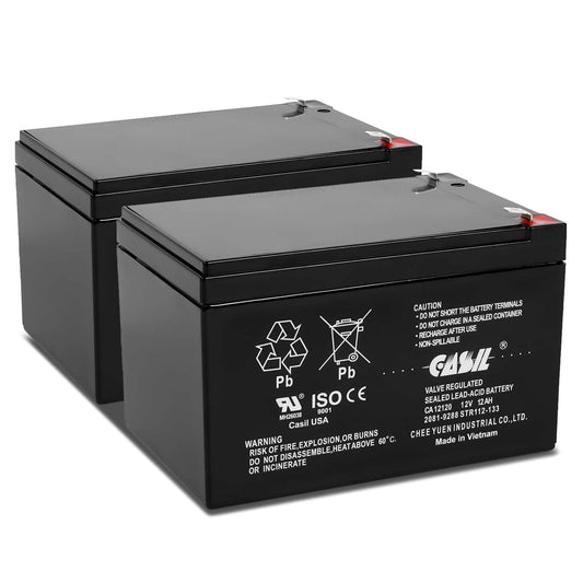 Casil 12V 12Ah Battery - Replacement for 6-DZM-12, APC, Scooter, and Medical Equipment (2-Pack) | High-Performance AGM Sealed Lead Acid Rechargeable…