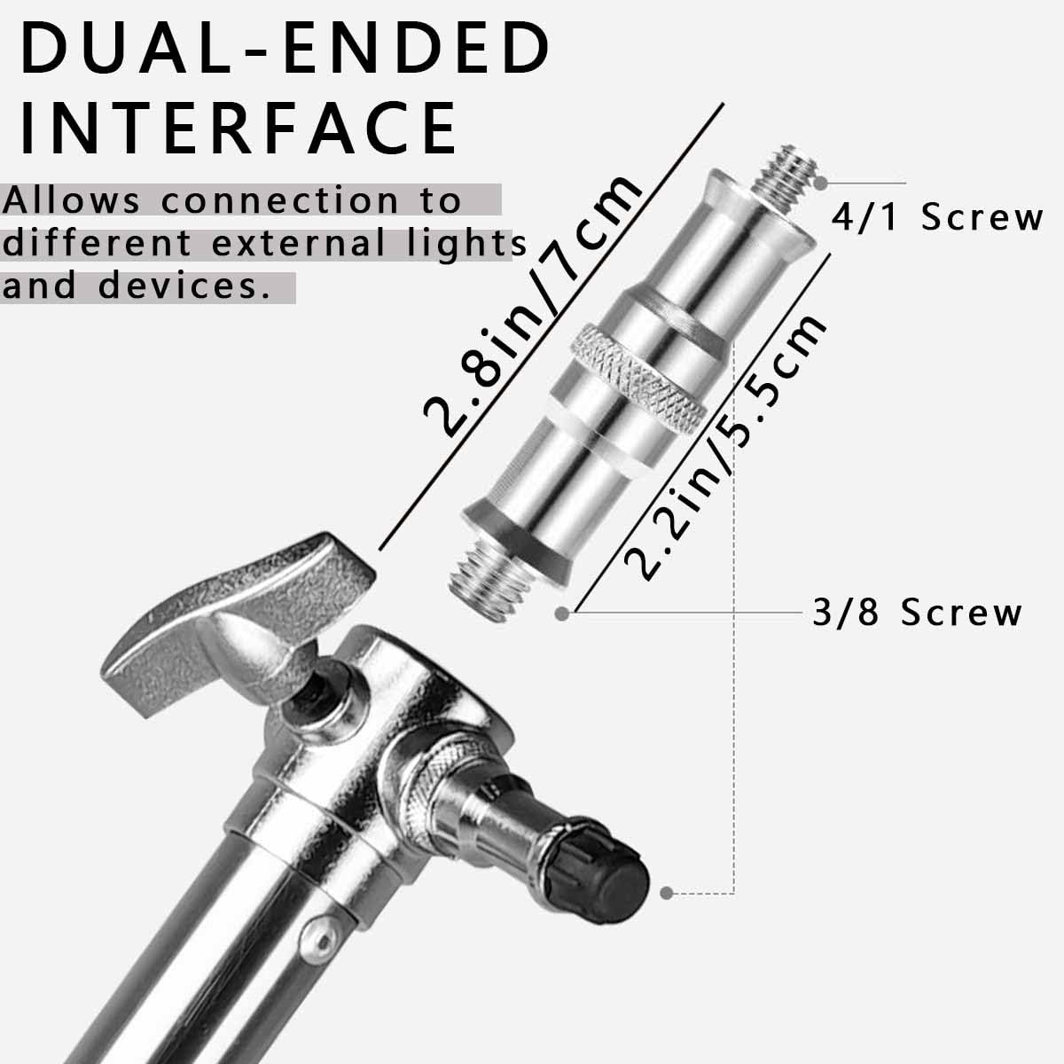 4 Pieces Standard 1/4 to 3/8 inch Metal Male Convertor Threaded Screw Tripod Adapter Spigot Stud for Flash Holder, Studio Light Stand, Ball Head