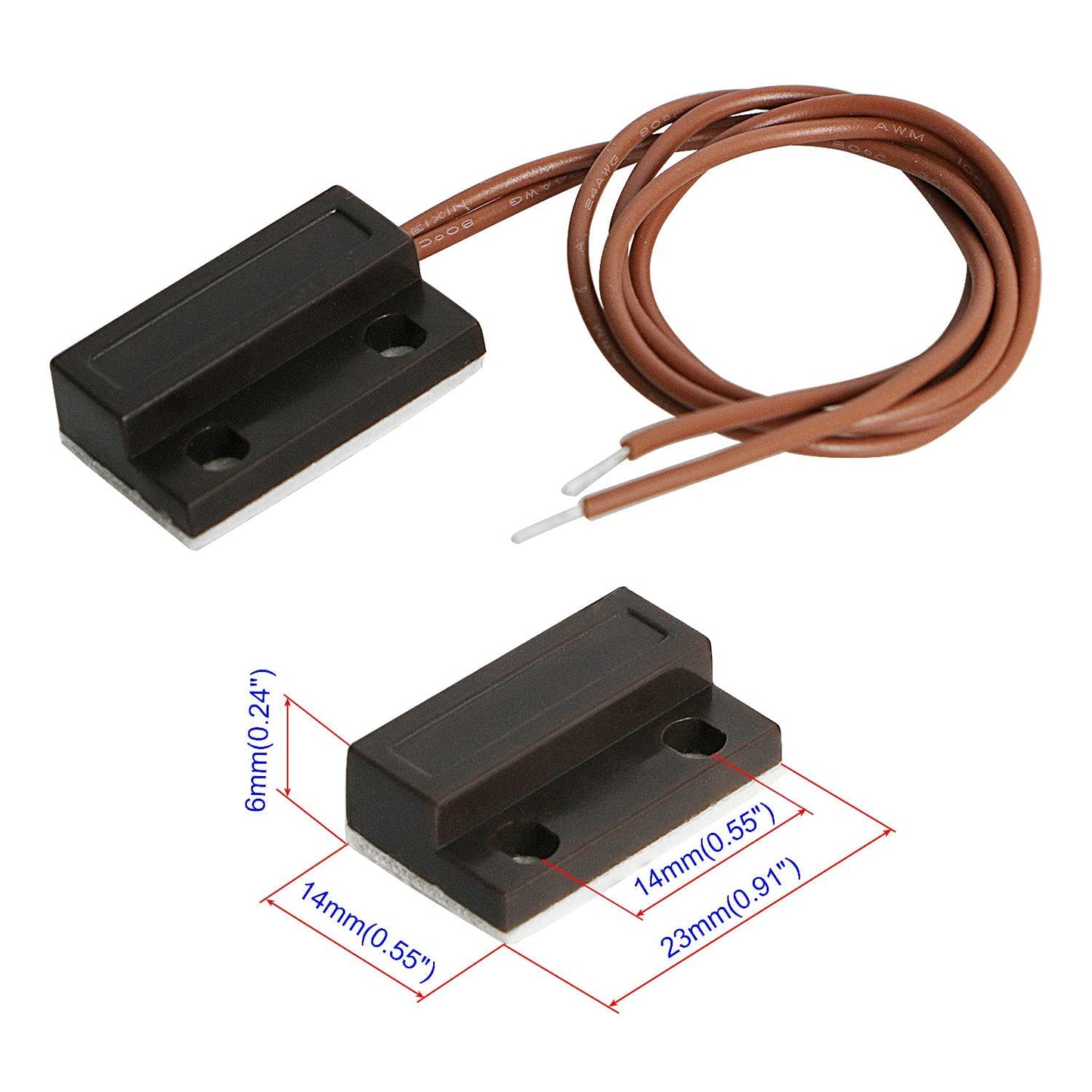Aoje-Link RC-39 NO Wired Magnetic Door Switch Window Sensor Alarm for Home Security Access Control and Burglar Alarm Systems Black 1pcs