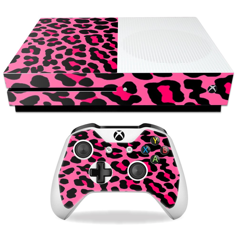 MightySkins Skin Compatible with Microsoft Xbox One S - Pink Leopard | Protective, Durable, and Unique Vinyl Decal wrap Cover | Easy to Apply, Remove