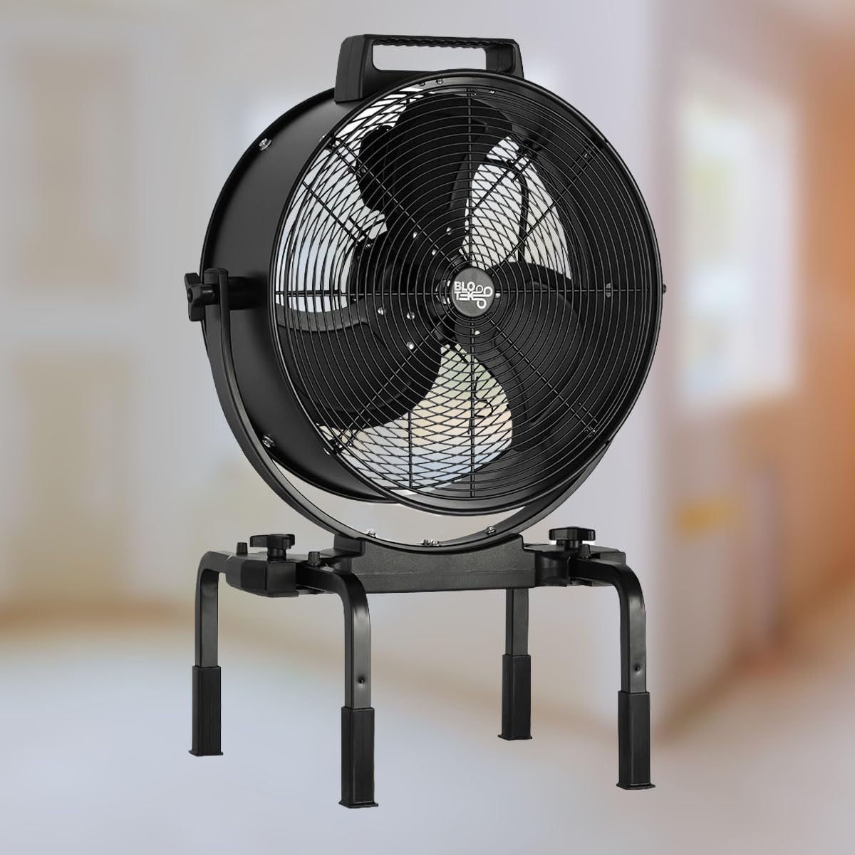 BLOTEK W58352 16-Inch Dust King High Velocity Floor, Exhaust, or Blower Fan, Black, 3-Speed, 270-Degree Adjustable Tilt, IP64 Waterproof, Ideal