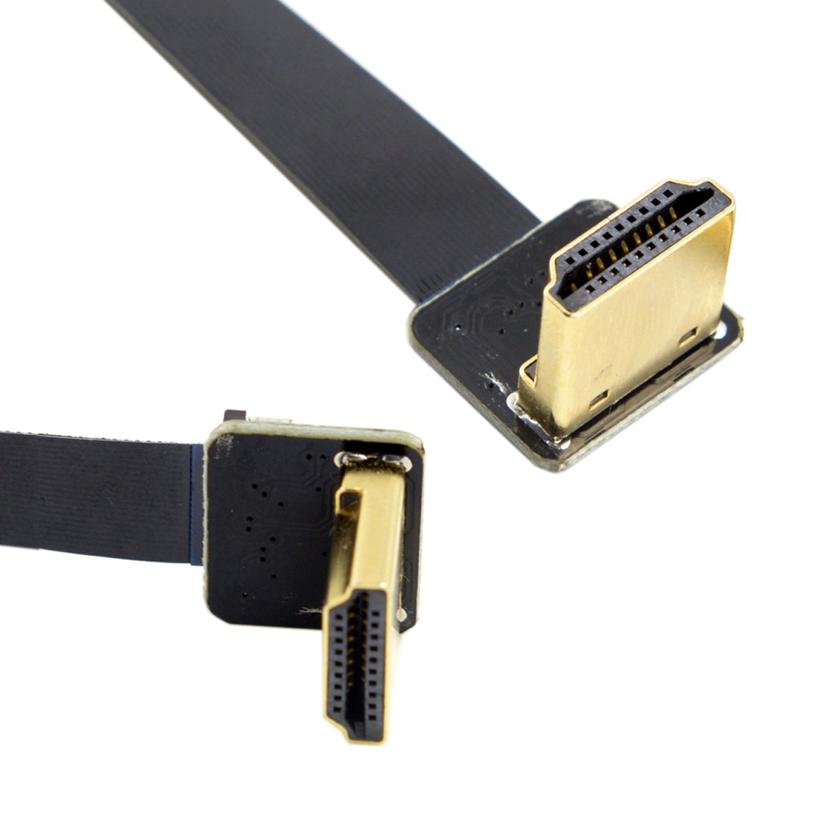 Cablecc CYFPV Dual 90 Degree Down Angled HDMI Type A Male to Male HDTV FPC Flat Cable 20cm for FPV HDTV Multicopter Aerial Photography
