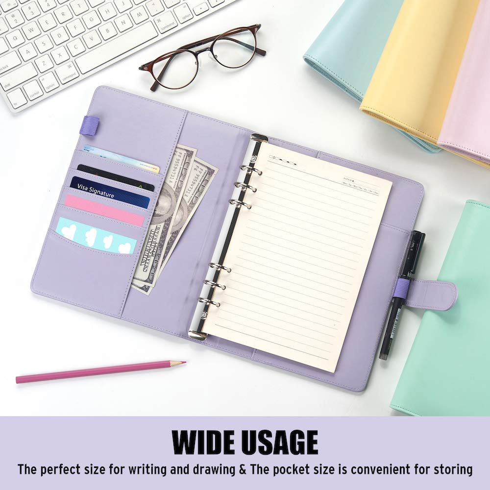 Sooez A5 Binder 6 Ring, Refillable Notebook Planner Cover, mini Binder