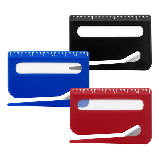 3 Pack Letter Opener Envelope Slitter, Credit Card Sized Mail Opener with Hidden Blade, Built in Ruler & Magnifier, Slim Envelope Cutter for Home