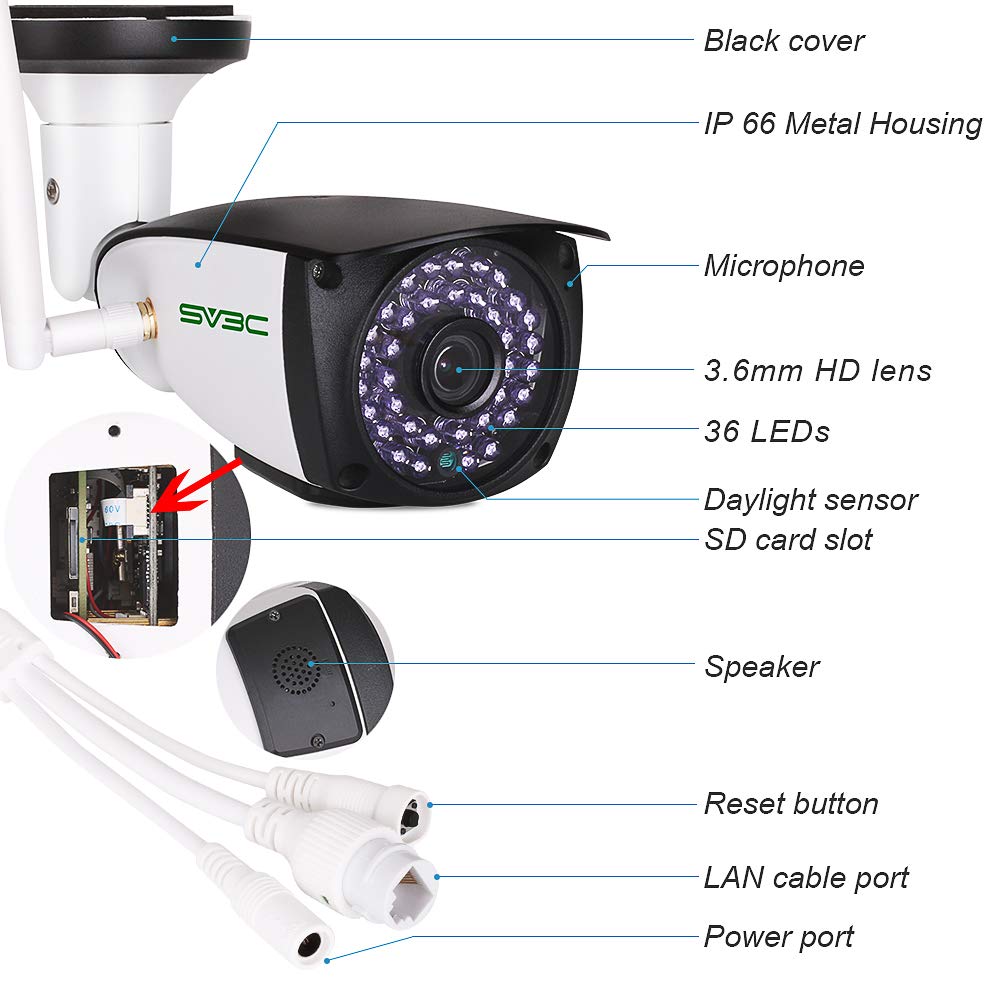SV3C 2 Pack 5MP Outdoor Home Security Cameras, Dual Band 2.4G 5GHZ WiFi Camera, Onvif IP Cam with Human Motion Detect, RTSP Browser View, 2-Way Audio