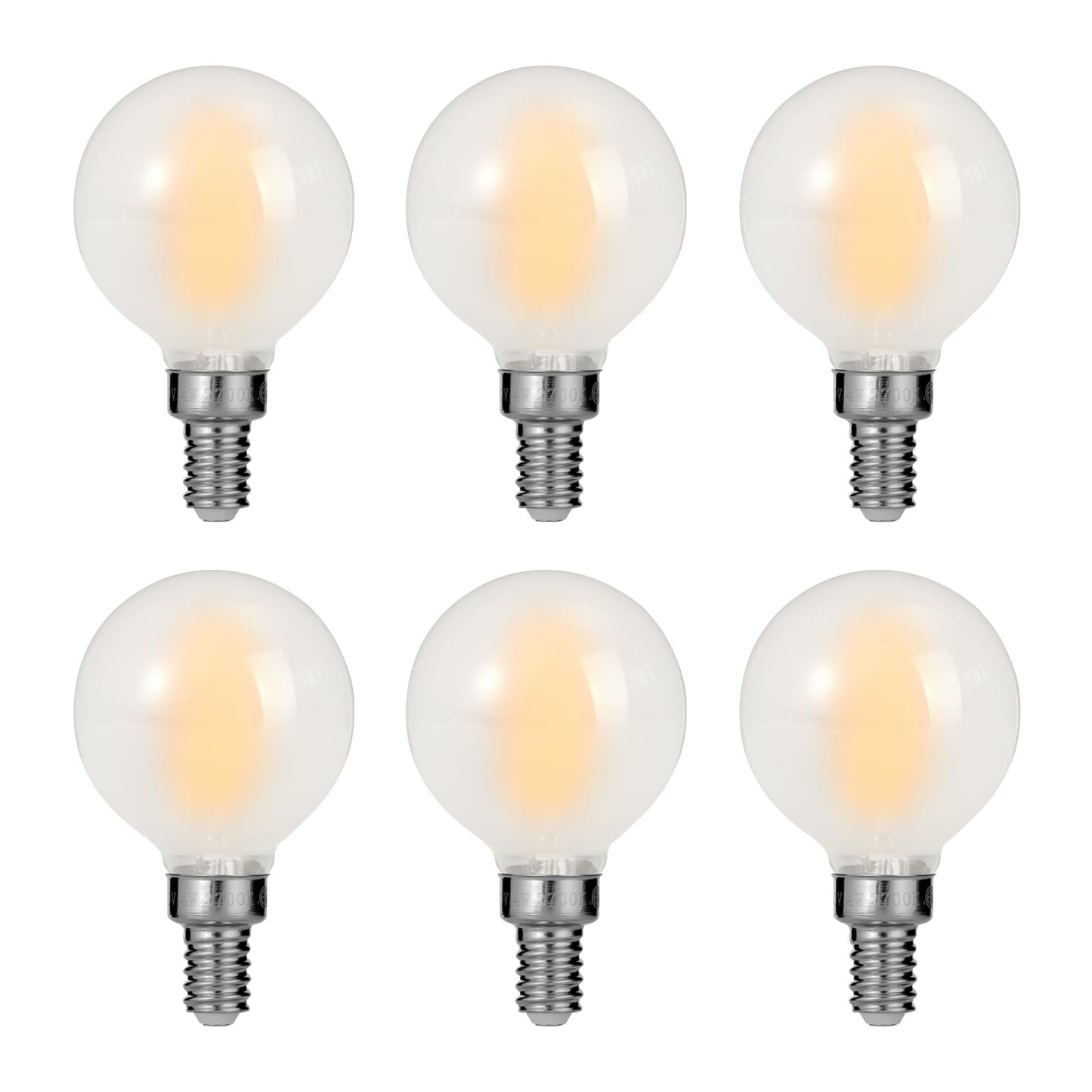 Decoaui E12 G16 LED Globe Light Bulbs, Small Golf-Ball Size Round Bulb, 4W (40W Equivalent) 400 Lumens, 2700K Soft White, Dimmable, Frosted Glass,