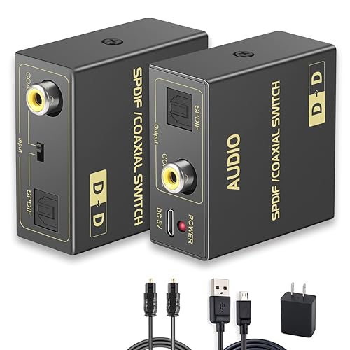 Coaxial to Optical Audio Bi-Directional Converter, Spdif to Coax Converter/Repeater/Splitter, with 1 Spdif Cable