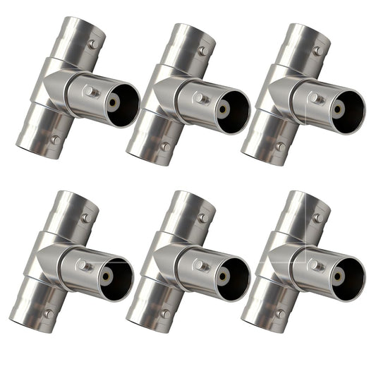 Ulightfire BNC Splitter 1 Female to 2 Female Coupler 3-Way BNC Plug Adapter T-Shape 1 in 2 Out Coaxial Connector for Antenna, CCTV, DVR, Camera 6-Pack