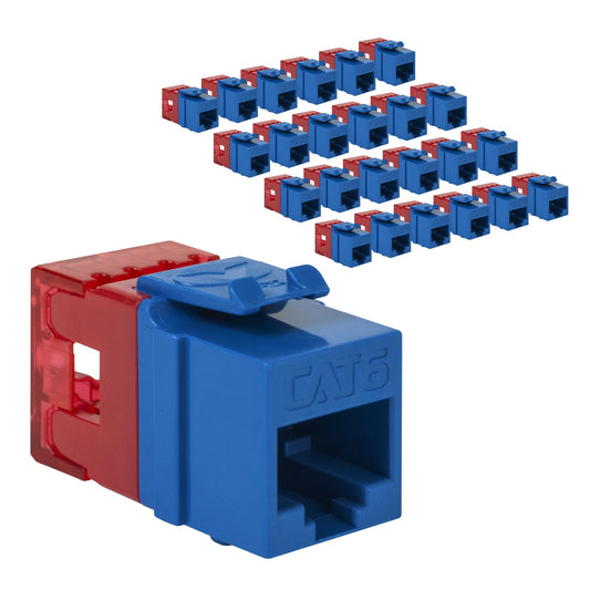 ICC CAT6 Keystone Jack with Slim Profile 180 Degree Punch Down, RJ45 UL Listed PoE++ TAA Compliant for Wall Plate or Patch Panel, Works with JackEasy