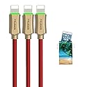 mcdodo (3 Pack + iPhone Bag) Upgraded Power Off Smart LED Auto Disconnect Nylon Braided Sync Charge USB Data 6FT/1.8M Cable Compatible Phone/Pad…
