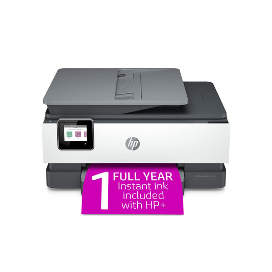 HP OfficeJet Pro 8034e Wireless Color All-in-One Printer with 1 Full Year Instant Ink,White (Renewed)