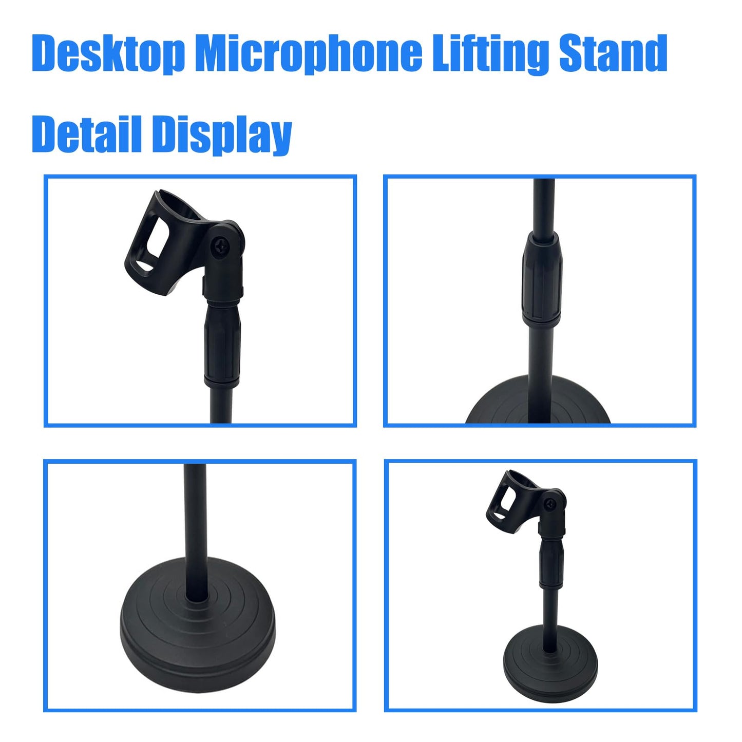 Yokoma Desktop Microphone Lifting Stand Tabletop Adjustable Microphone Stand with 8.27-12.6" Height for Holding Mic, Black