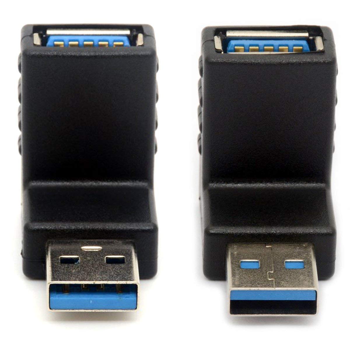GLHONG Angled USB 3.0 Adapter 90 Degree USB Connector Extender Type A Male to Type A Female Plug Coupler 2Pcs (UP + Down)
