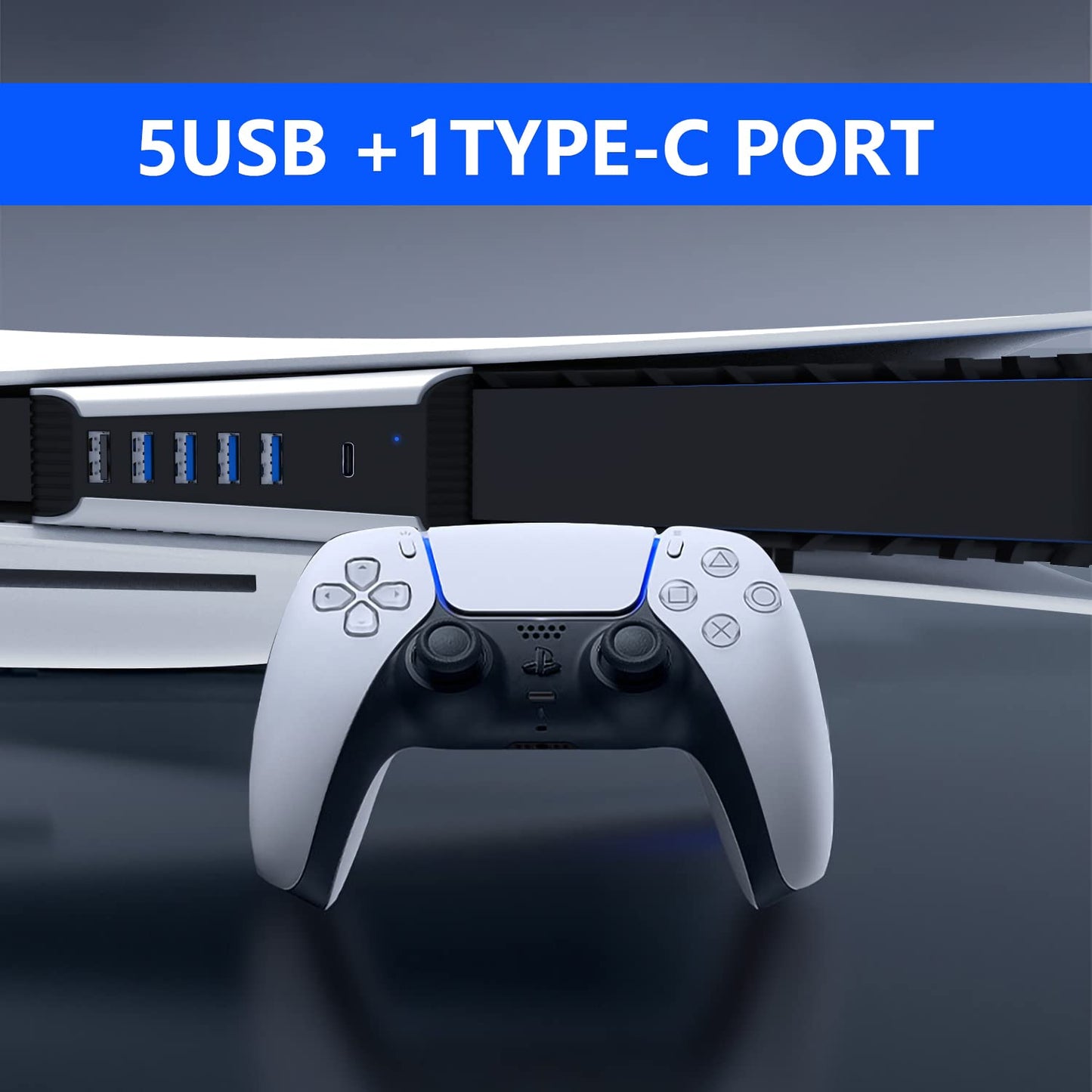 YOXXZUS USB Hub for PS5, 5-in-1 USB Port Expander Compatible with PS5 Console