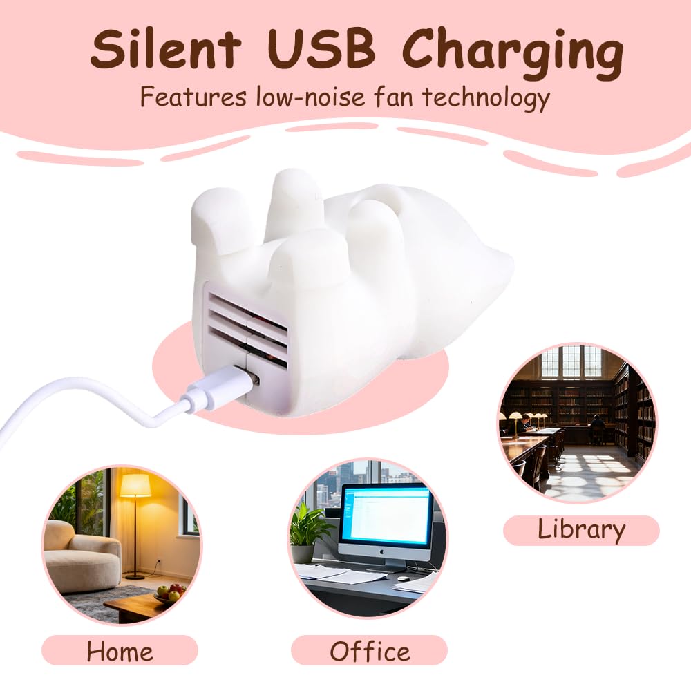 Mini Food Cooling Fan, Rechargeable Cat-Shaped Hot Drinks Cooler Quickly Cooling in 3 Mins for Home Office Travel Coffee Tea Soup Meals