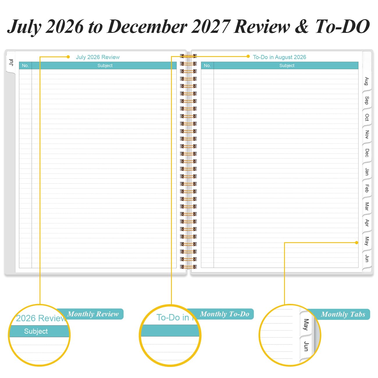 2026-2027 Monthly Planner - 18 Monthly Calendar, July 2026 - December 2027, Two Pages Per Month, 9" x11" Planner with Tabs, Strong Twin-Wire Binding