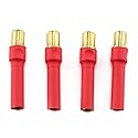 E-outstanding 4-Pack 4.0mm Female to 6.0mm Male Gold Plated Banana Bullet Connectors Plugs Conversion Adapter with Red Housing