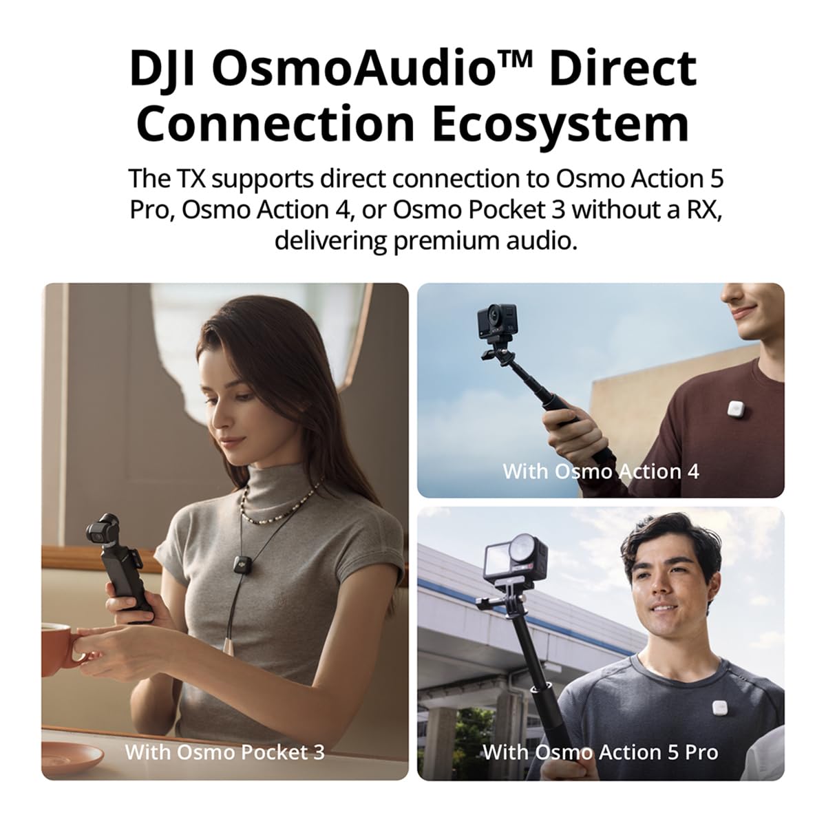 DJI Mic Mini (1 TX + 1 RX), Wireless Lavalier Microphone for iPhone/Camera/Android, Ultralight, Detail-Rich Audio, Noise Cancelling, Automatic