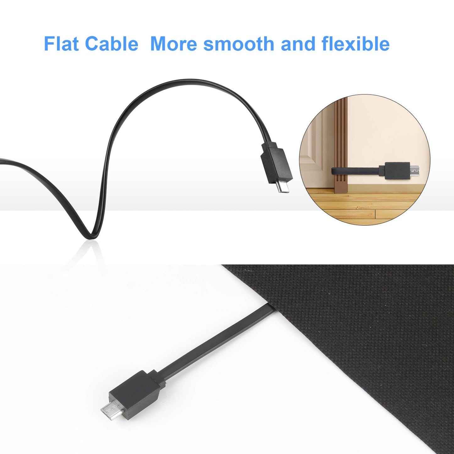 Soshine Long Micro USB Cable Flat Cord 15ft - USB to Micro USB Cable for PS4 Controller and Security Camera 2pack (Black)