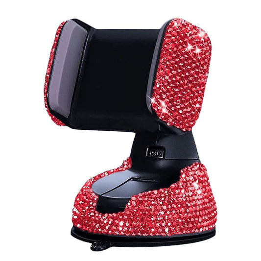 SUNCARACCL Red Bling Phone Holder for Car Windshield Dashboard and Air Vent