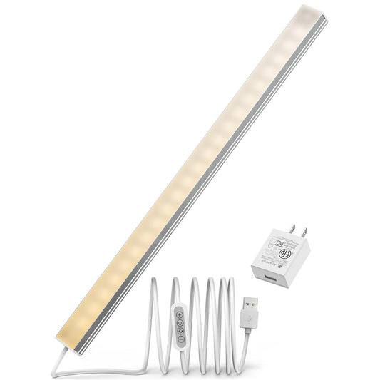 ASOKO LED Under Cabinet Lighting,3 Color Changing(2700K, 4000K,6000K), 14.5in USB Plug-in Under Desk Light, Dimmable LED Grow Light for Home