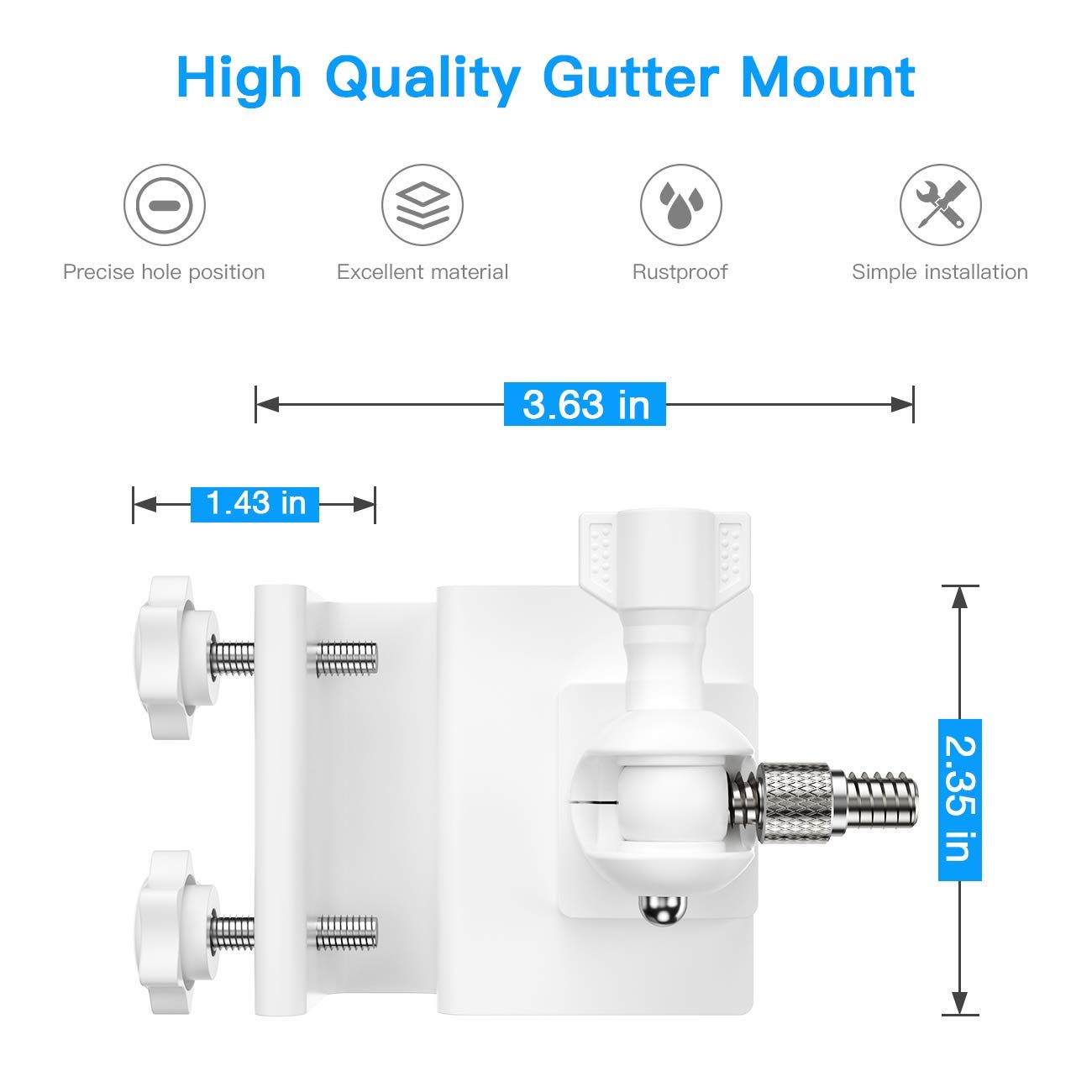 HOLACA Gutter Mount for Stick Up Cam Battery/Plug-in/Pro and Ring Outdoor Cam Plus HD Security Camera-Weatherproof-Give a Perfect Angle for Your Ring