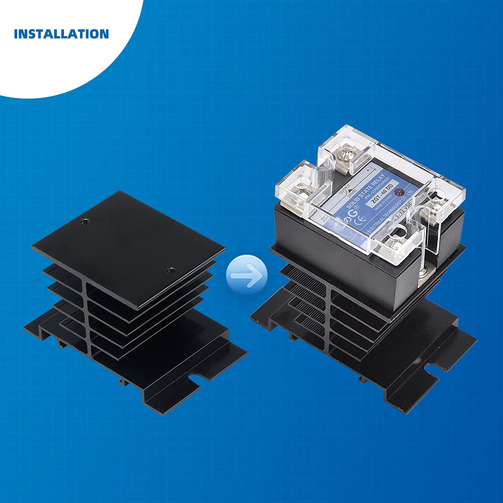 CGELE 3PCS Aluminum Heat Sink SSR Dissipation for Single Phase Solid State Relay 10A,25A,40A Black Radiator…