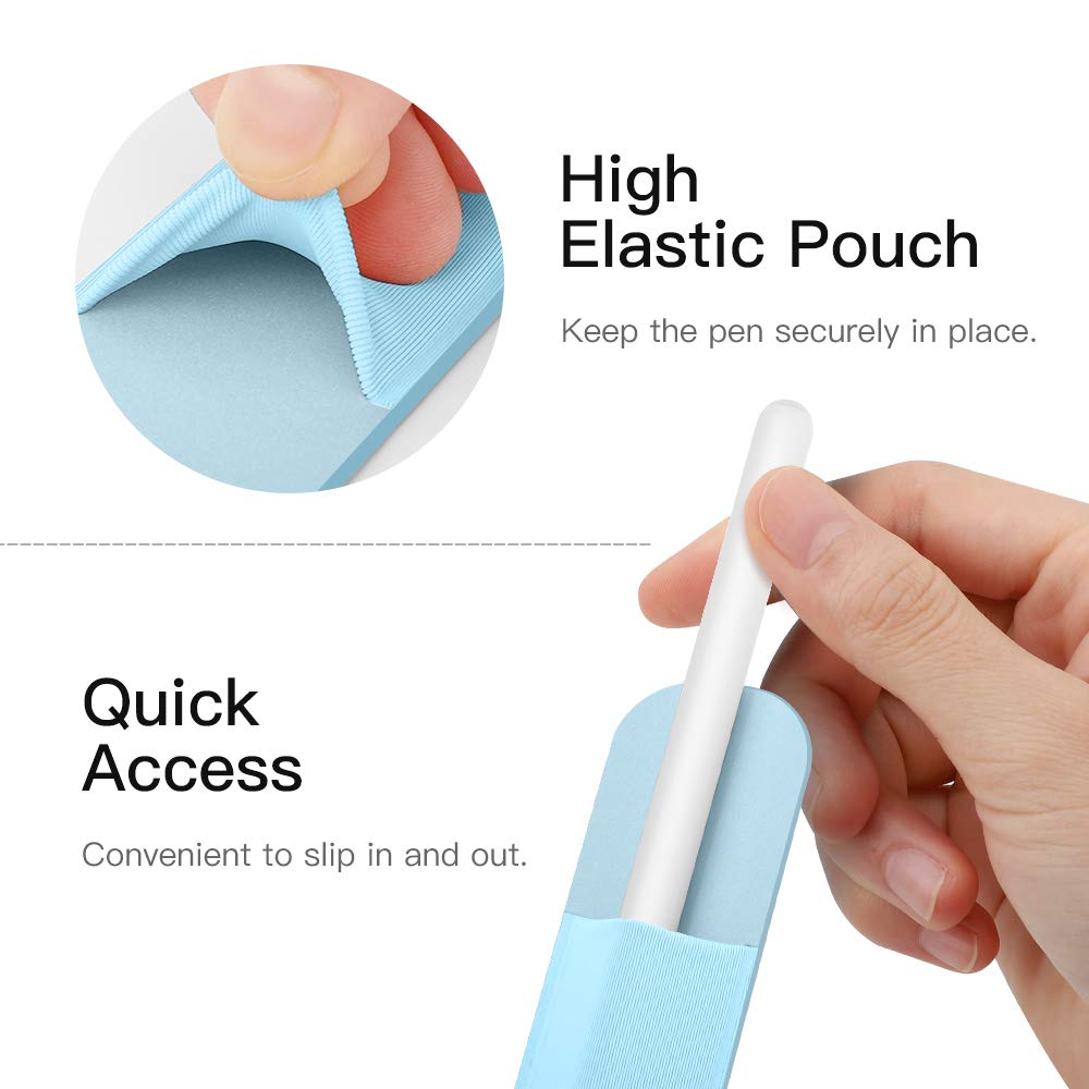 MoKo Pencil Holder Sticker Fit Apple Pencil Pro, Apple Pencil (USB-C), Apple Pencil 1st/2nd Generation, Elastic Pencil Pocket Pouch Adhesive Sleeve