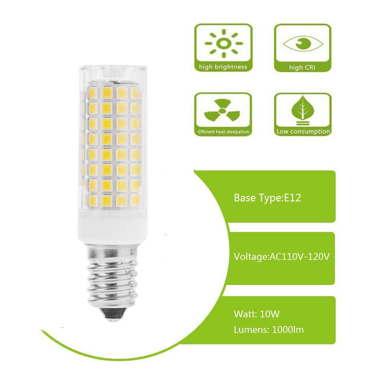 Lxcom Lighting 10W E12 LED Corn Light Bulb(4 Pack)- 2835 SMD 102LEDs E12 Dimmable 100 Watt Equivalent 1000LM Daylight White 6000K Chandelier Bulbs