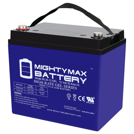 Mighty Max Battery ML35-12 GEL - 12 Volt 35 AH, GEL Type, Internal Thread (INT) Terminal, Rechargeable AGM Battery