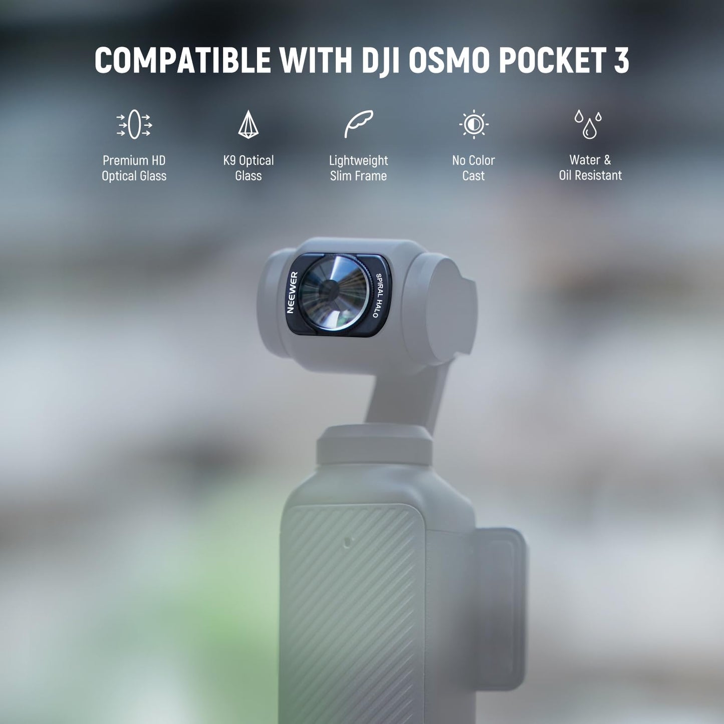 NEEWER Spiral Halo Prism Lens Filter Compatible with DJI Osmo Pocket 3 & Creator Combo Accessories, Magnetic Multicoated HD Optical Glass Gimbal