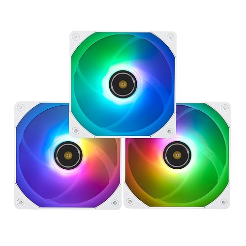 Thermalright TL-E12W-S X3 120mm ARGB CPU Fan, Computer Case Cooling Quiet,1500RPM Speed, for S-FDB Bearing CPU Cooling Fan,3-Pack White ARGB CPU Air