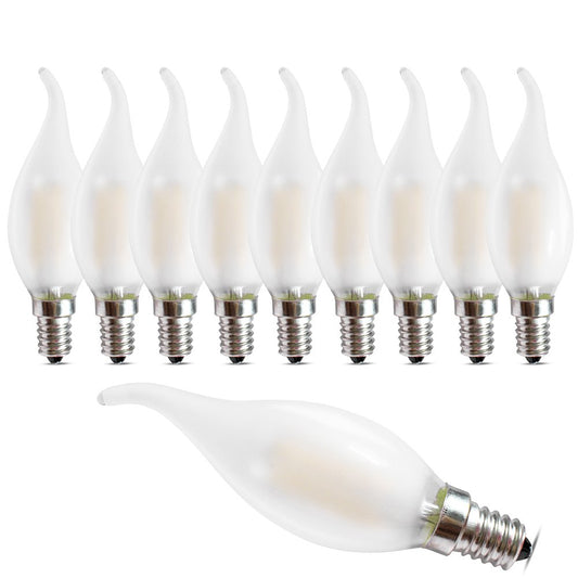 MZyoyo 10 Pack Candelabra LED Bulb, Dimmable E12 Candle Bulbs, 4W Chandelier Light Bulbs, BA11 Flame Shape Bent Tip, 4 Watt LED Light Bulb, 2700K Warm