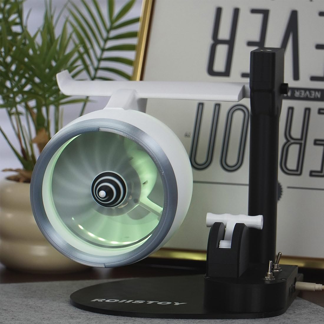 iREOGAME Turbo Jet Fan for Desk, Desktop Turbo Fan with Humidifier and Colorful Light, Engine Shape Office Desk Fan (Rechargeable Version)