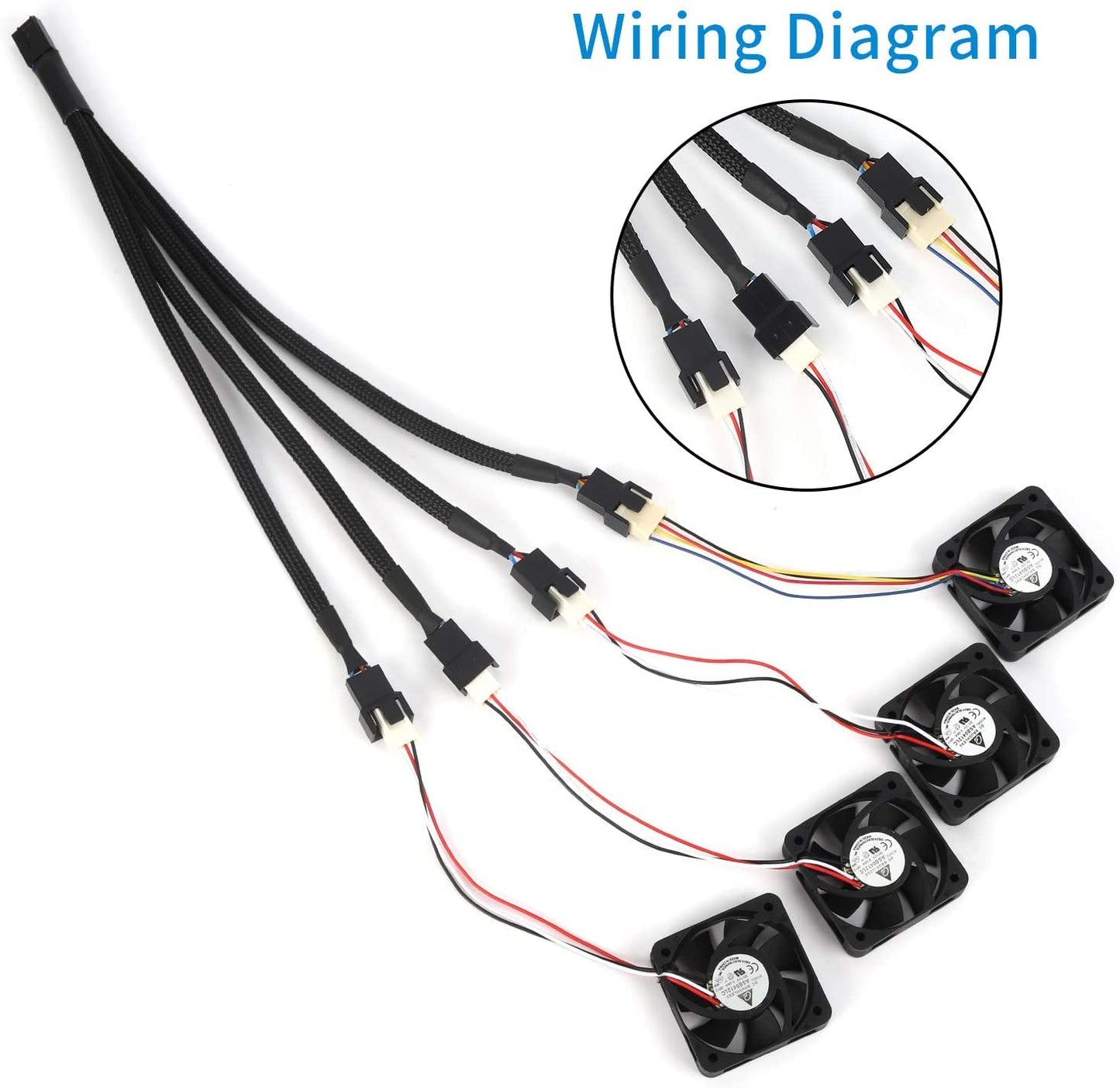 Aypzuke 3 Pack Computer PC PWM Fan Splitter Cable 1 to 4 (4 Pin+3 Pin)