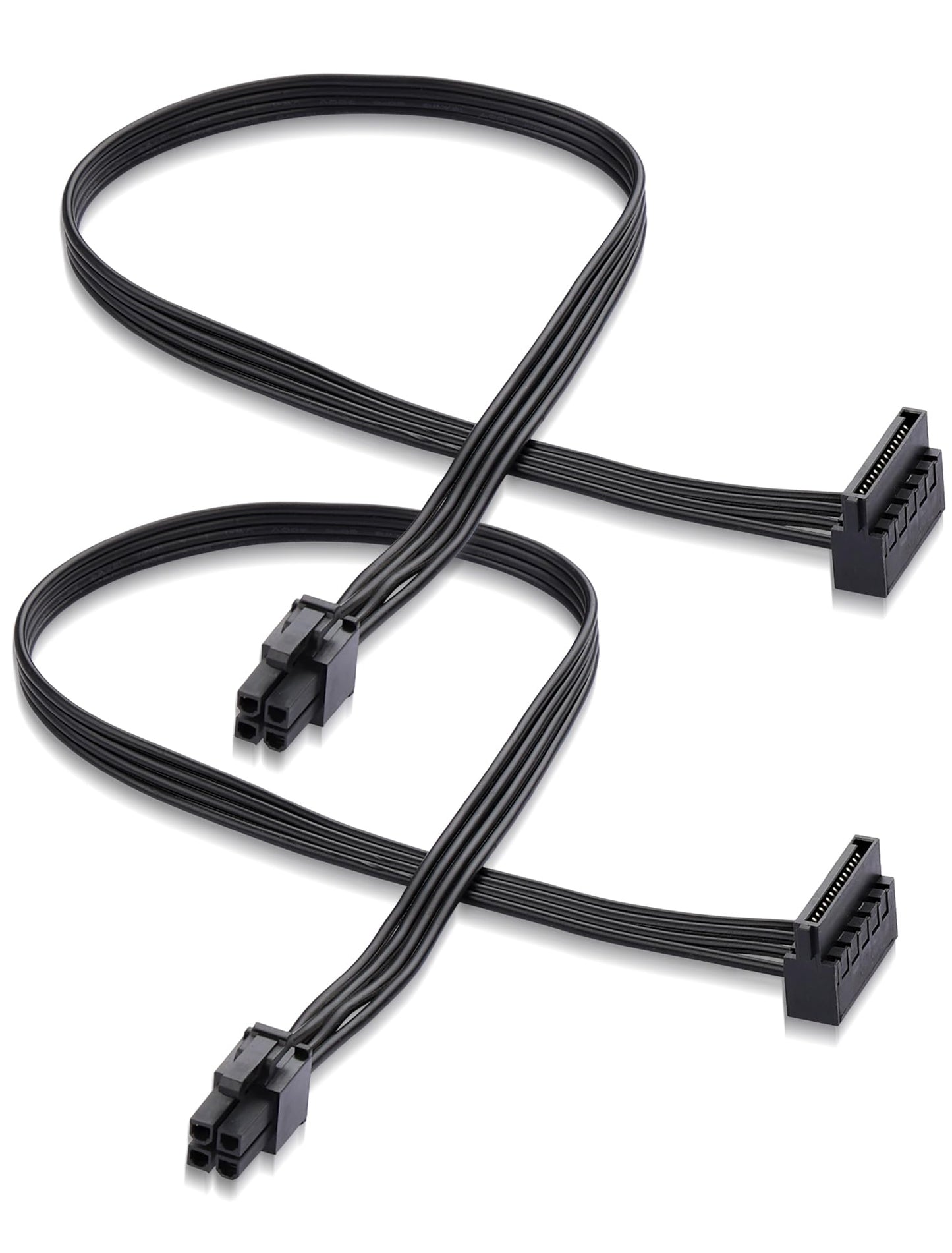 ELFJMZP ATX 4PIN to SATA 15 PIN Adapter Extension Cable for Mechanical HDDs, SSDs, DVD/CD-ROMs (16.6 in./42.2 cm)(Pack of 2)
