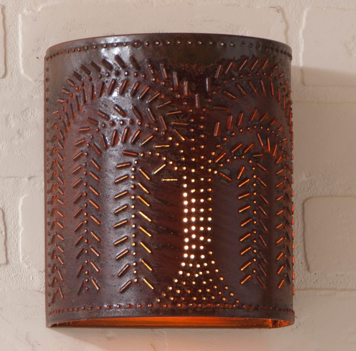 Irvin's Tinware Willow Sconce Light in Rustic Tin
