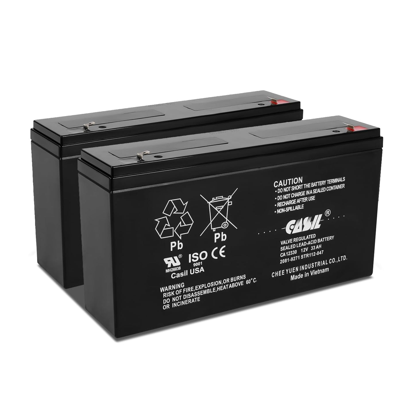 Casil Simplex 112-047 Fire Alarm Control Panel Battery 12V 33Ah F2 2 Pack