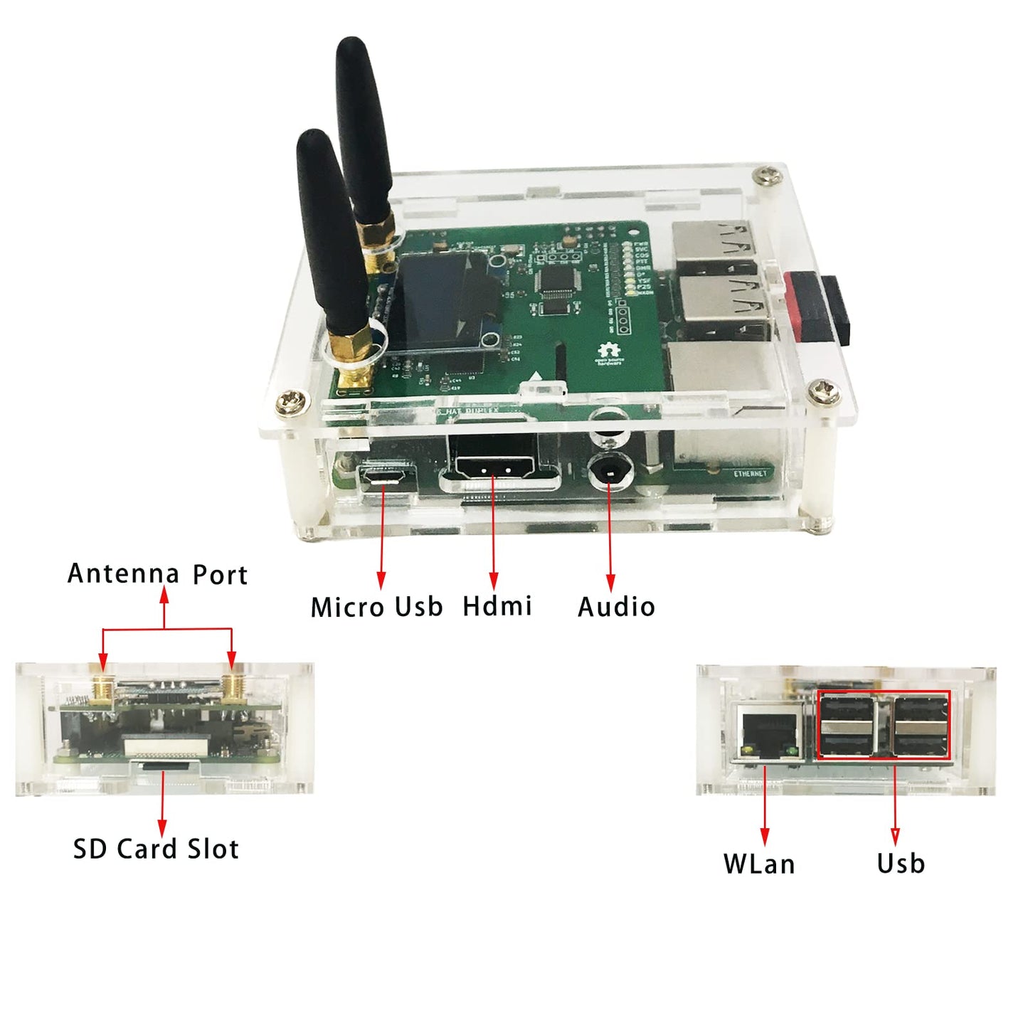 Upgraded Duplex DMR Hotspot WLAN Ethernet Port Assembled Radio Station WiFi Digital Voice Modem Support DMR Dstar YSF P25 Fusion Antenna Raspbery P