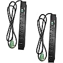 GoGreen Power Inc. (G-17636BK-2) 7 Outlet Surge Protector, 6FT Cord, Black, 2 Pack