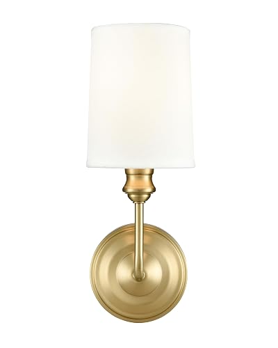 ML Lighting | Leena Collection | 99801-VB | Indoor 1 Light Wall Sconce in Vintage Brass with White Fabric Shade | Elegant and Versatile Design for Any