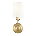ML Lighting | Leena Collection | 99801-VB | Indoor 1 Light Wall Sconce in Vintage Brass with White Fabric Shade | Elegant and Versatile Design for Any
