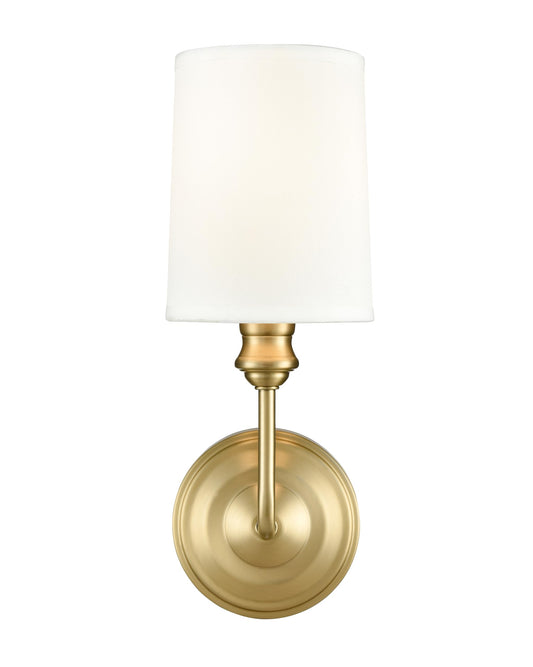 ML Lighting | Leena Collection | 99801-VB | Indoor 1 Light Wall Sconce in Vintage Brass with White Fabric Shade | Elegant and Versatile Design for Any