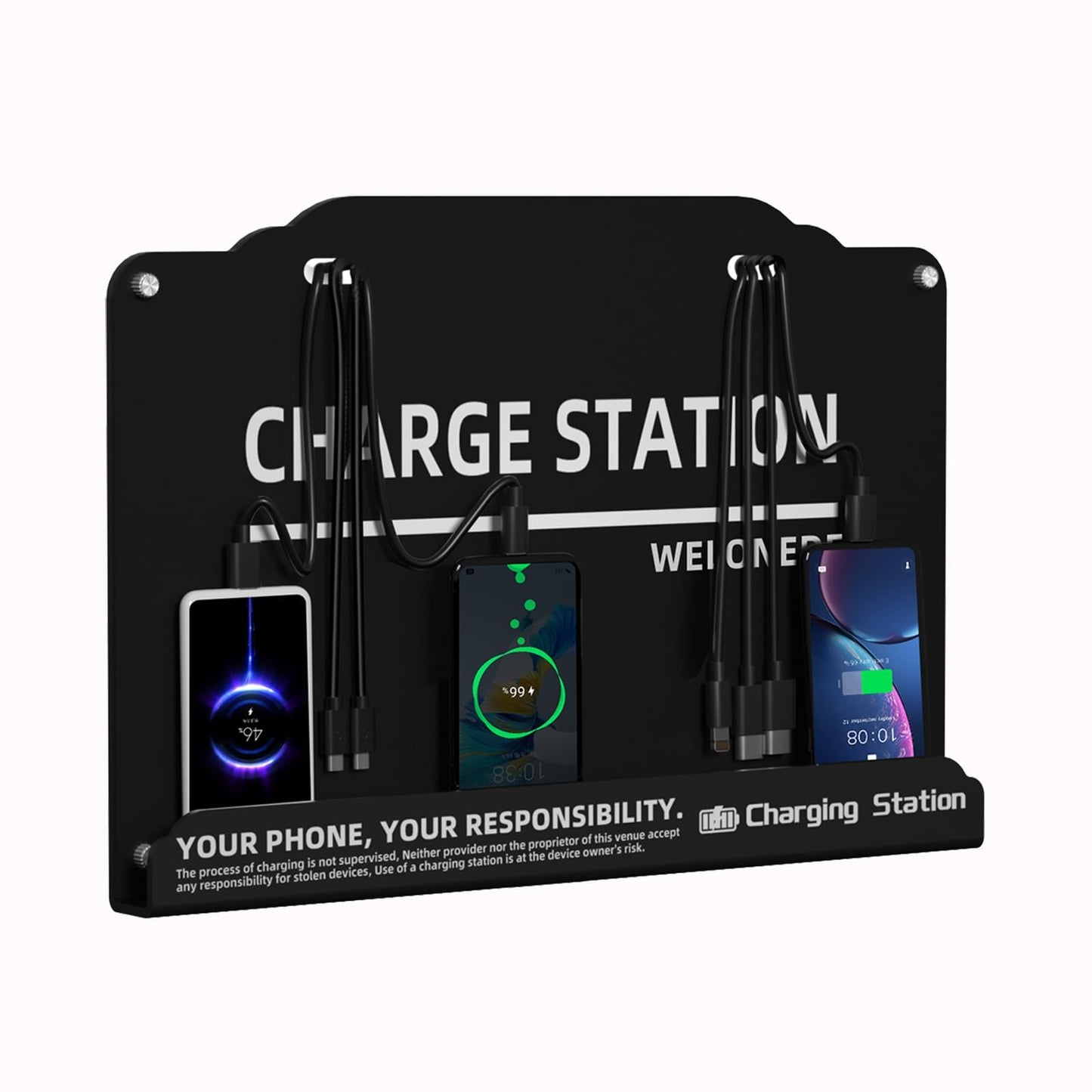 Wall Mounted Cell Phone Charging Station Mobile Phone Charging Station | Fast Charging 8 Device | Compatible with iphone ipad Smartphone Tablets Port