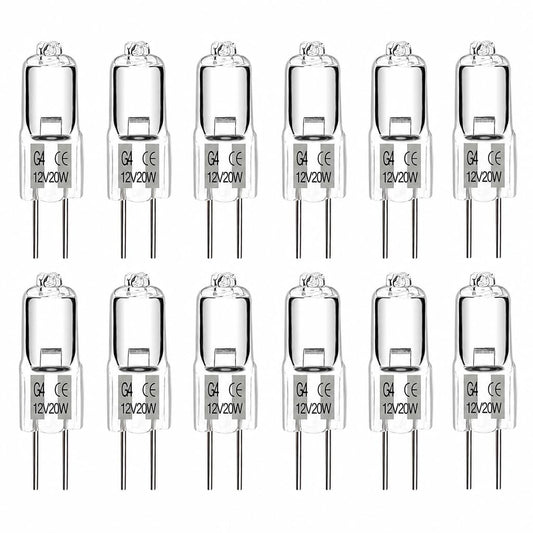 SCNNC JC Halogen Bulb 12V 20W G4 Bulb T3 Bi-Pin Bulb