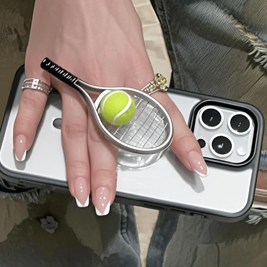 ARFUKA Universal Collapsible Phone Ring Holder Grip Tennis Racket Design Mobile Phone Grip Stand Holder Compatible with Most of Phones Tablet and Case