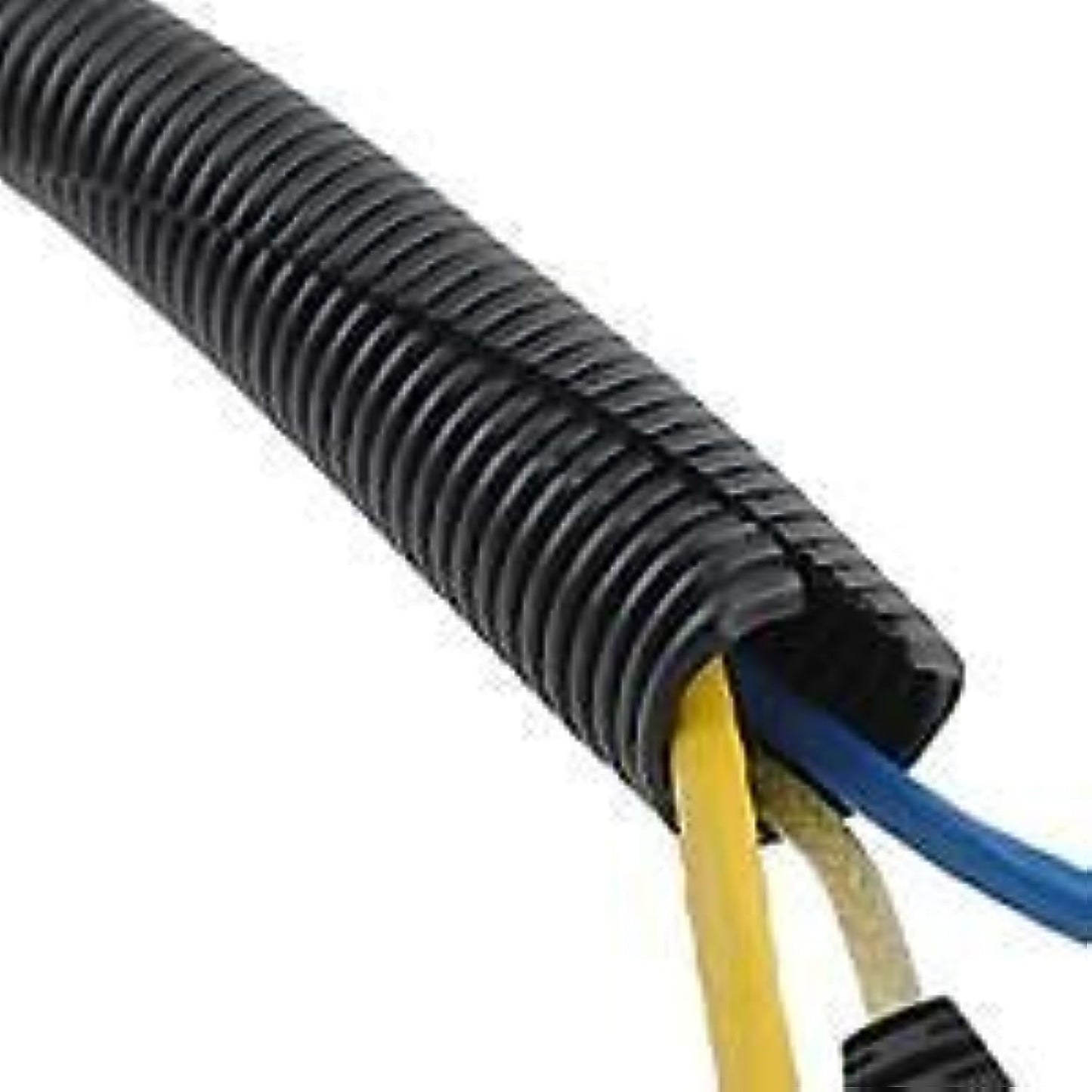 3/4" X 100 ft Split Wire Loom Flex-Guard Convoluted Tubing - Protective Split Cable Sleeves for Automotive Home Industrial Electrical Wires - Chemical
