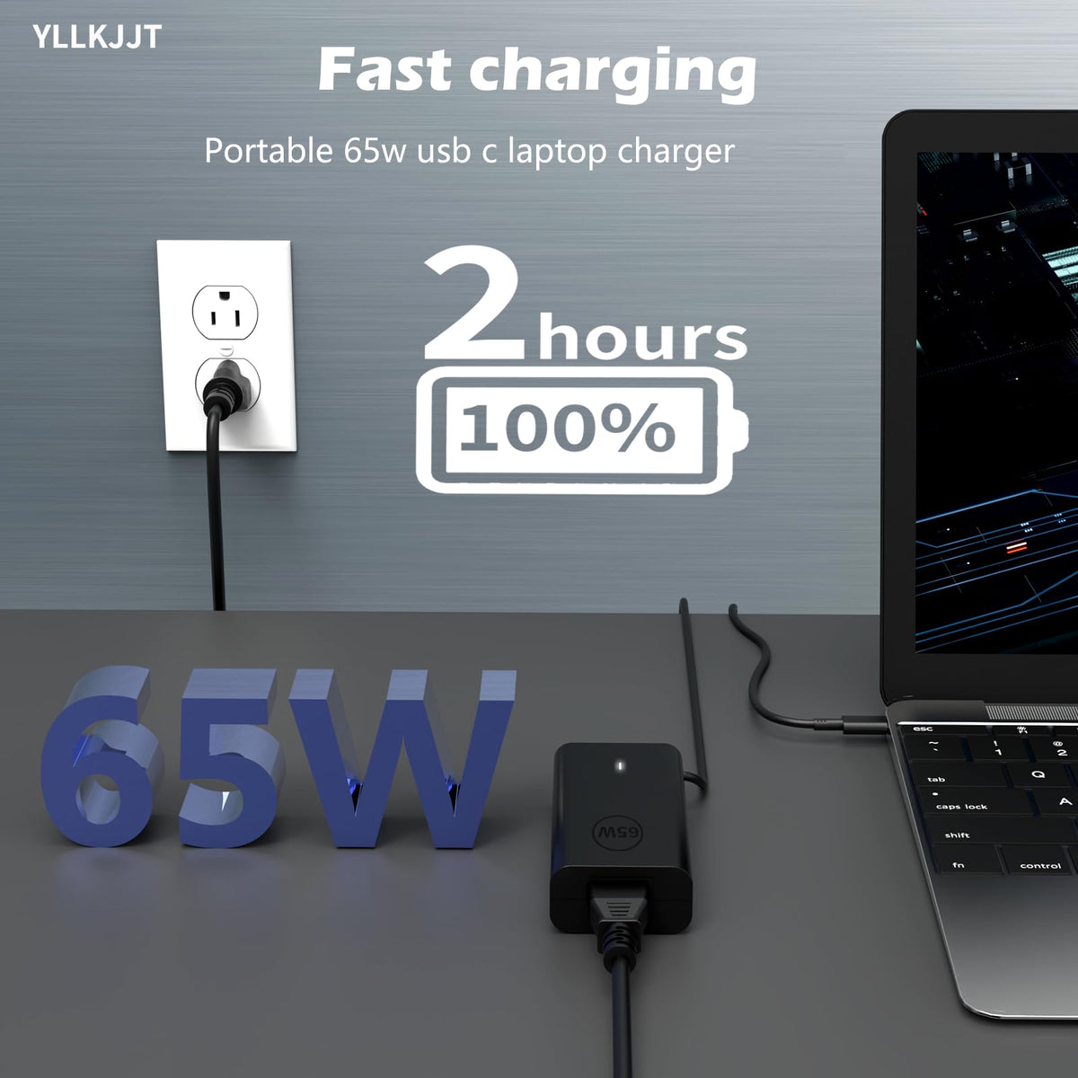 65W USB C Laptop Charger for Dell Pro 14 16 Plus/Latitude/XPS Power Cord