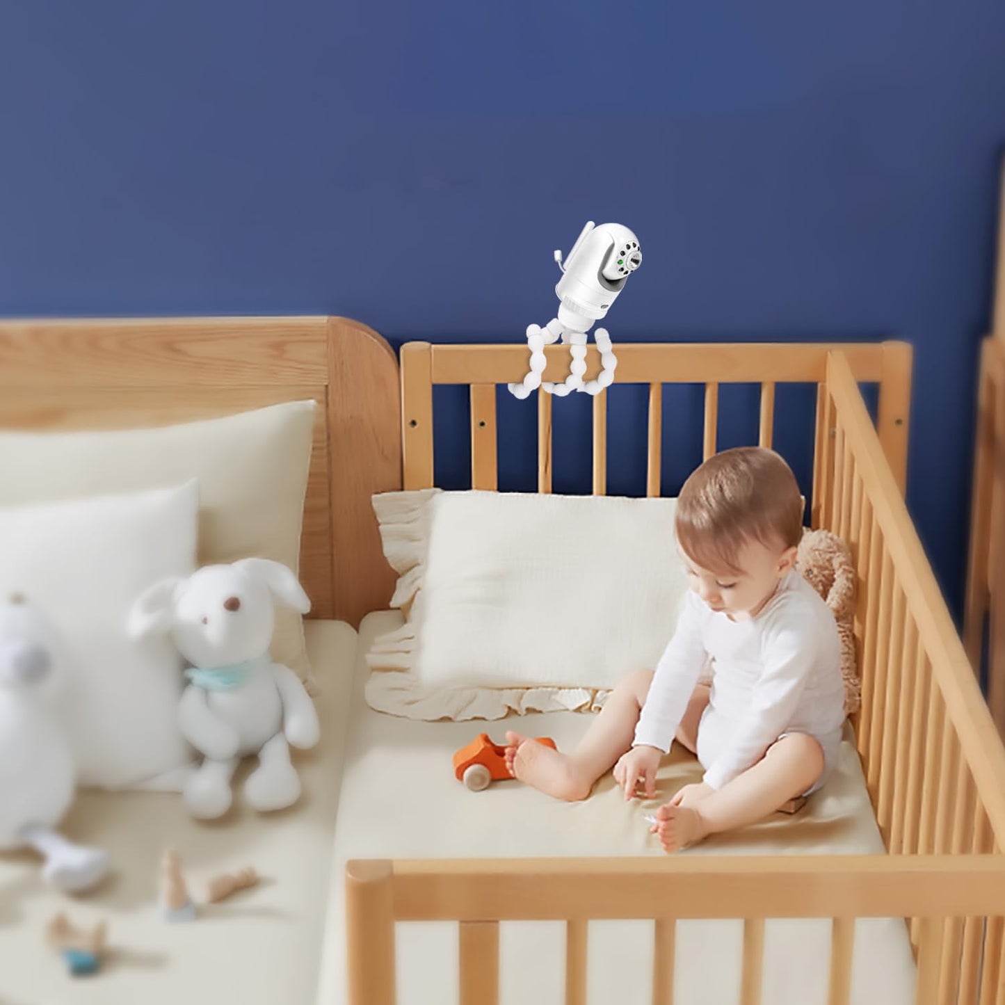 AISVAN Baby Monitor Mount, Tripod Camera Holder for Infant Optics DXR-8 and DXR-8 Pro, Flexible Crib Mount, White