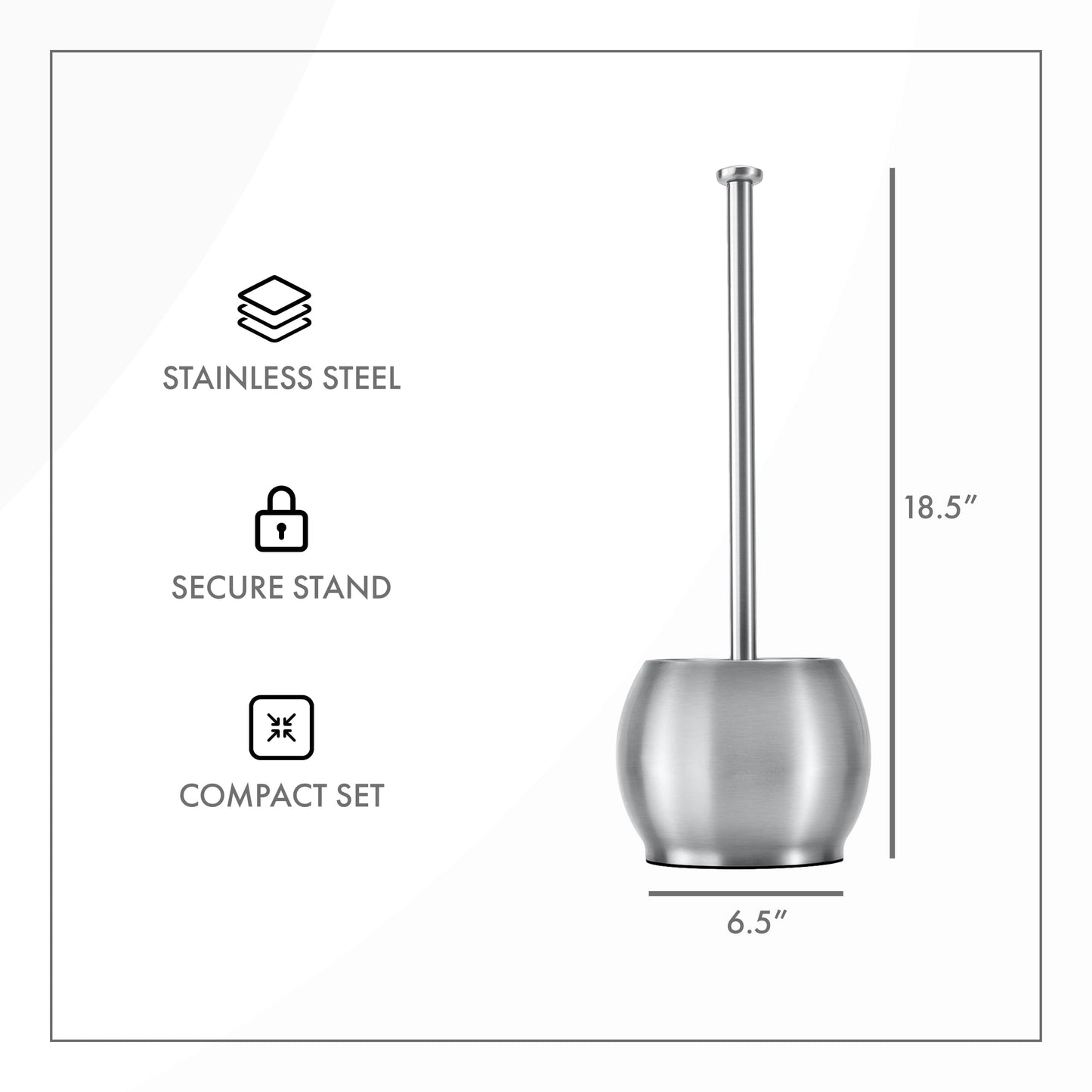ToiletTree Stainless Steel Toilet Plunger – Heavy Duty with Holder for Bathroom & Cleaning Essentials – 6.5"x6.5"x18.5"